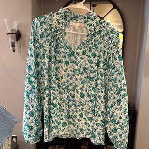 FUN! Karlie Teal Grern and White Animal Blouse